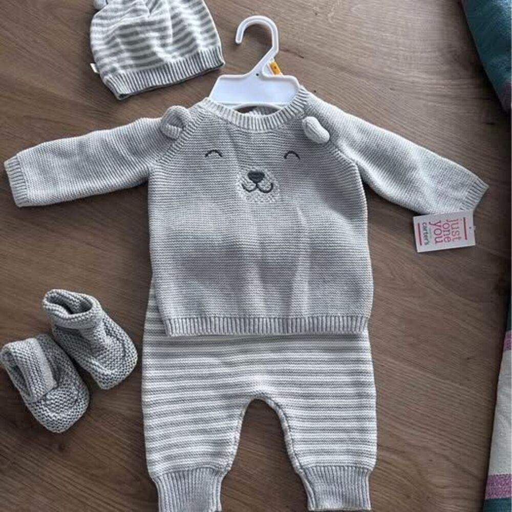 Teddy Bear Baby Knit Outfit Set 3M – Just For You, Gap & Elegant Baby